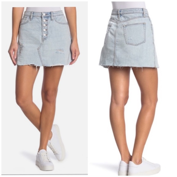 Free People Ripped Denim Mini Skirt Montauk Sz 26 - Picture 1 of 6